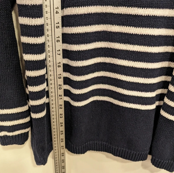 Vintage Red White & Blue Star Striped Knit Turtle Neck Sweater Women L USA - Picture 9 of 10